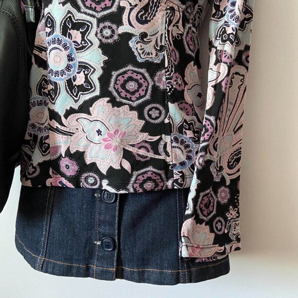 y2k 2000s micro mesh floral paisley print long sleeve whimsigoth fairy top - Picture 2 of 8